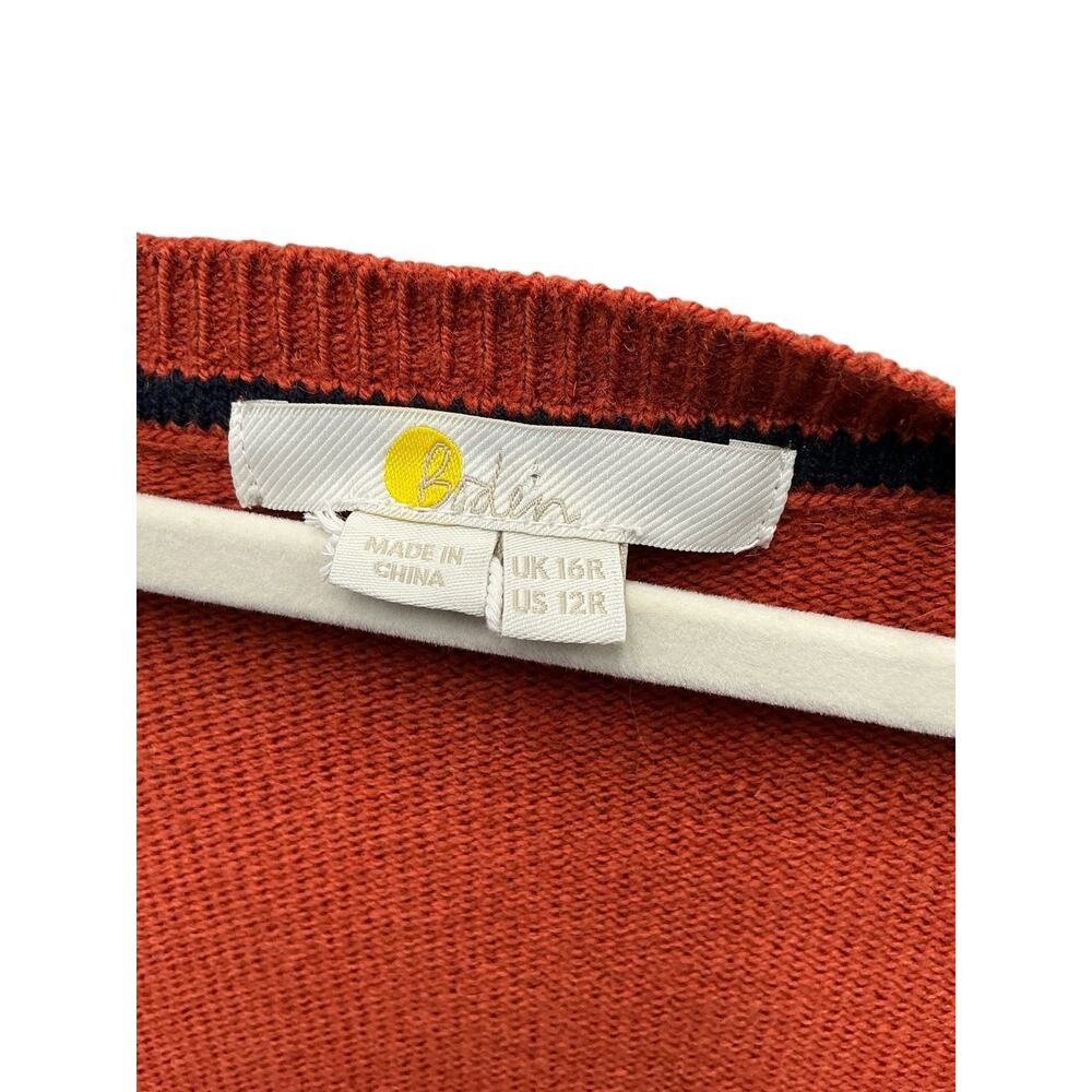 Boden Rust Orange Ribbed Knit Scoop Neck Midi Dress Womens US 12R - Picture 10 of 13